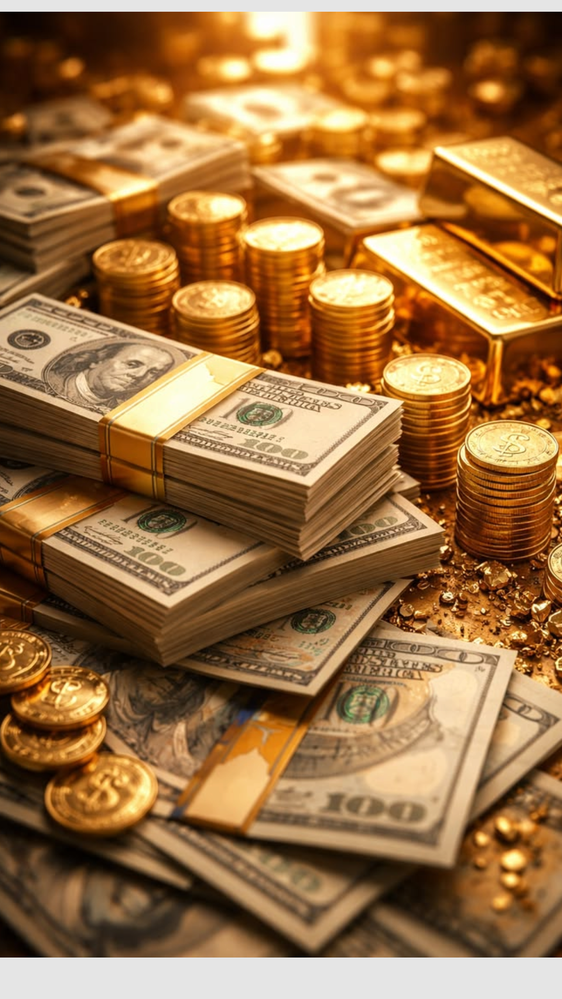Gold bars and coins